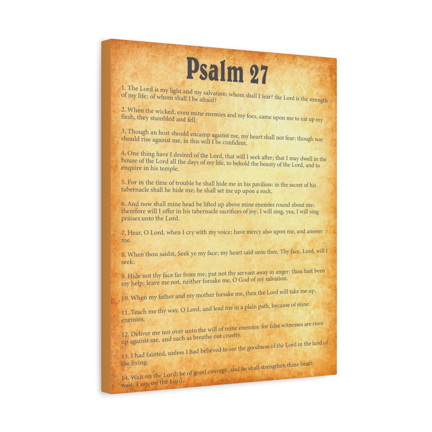 Scripture Walls Psalm 27 Gold Bible Chapter Canvas Christian Wall Art Ready to Hang