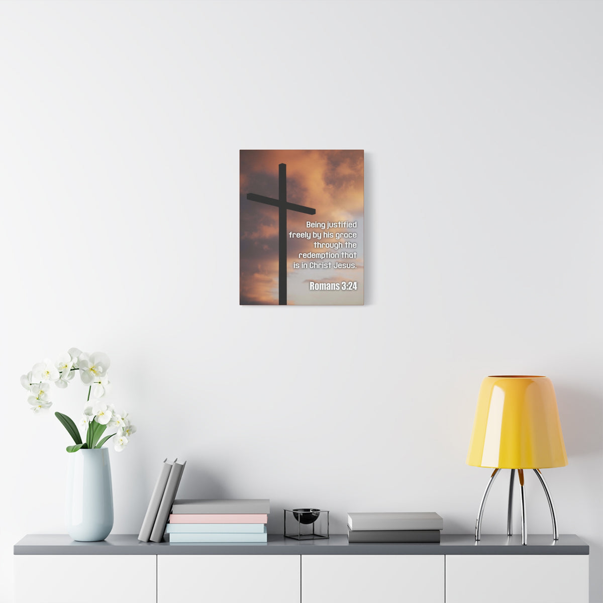 Scripture Canvas Being Justified Romans 3:24 Christian Wall Art Bible Verse Print Ready to Hang