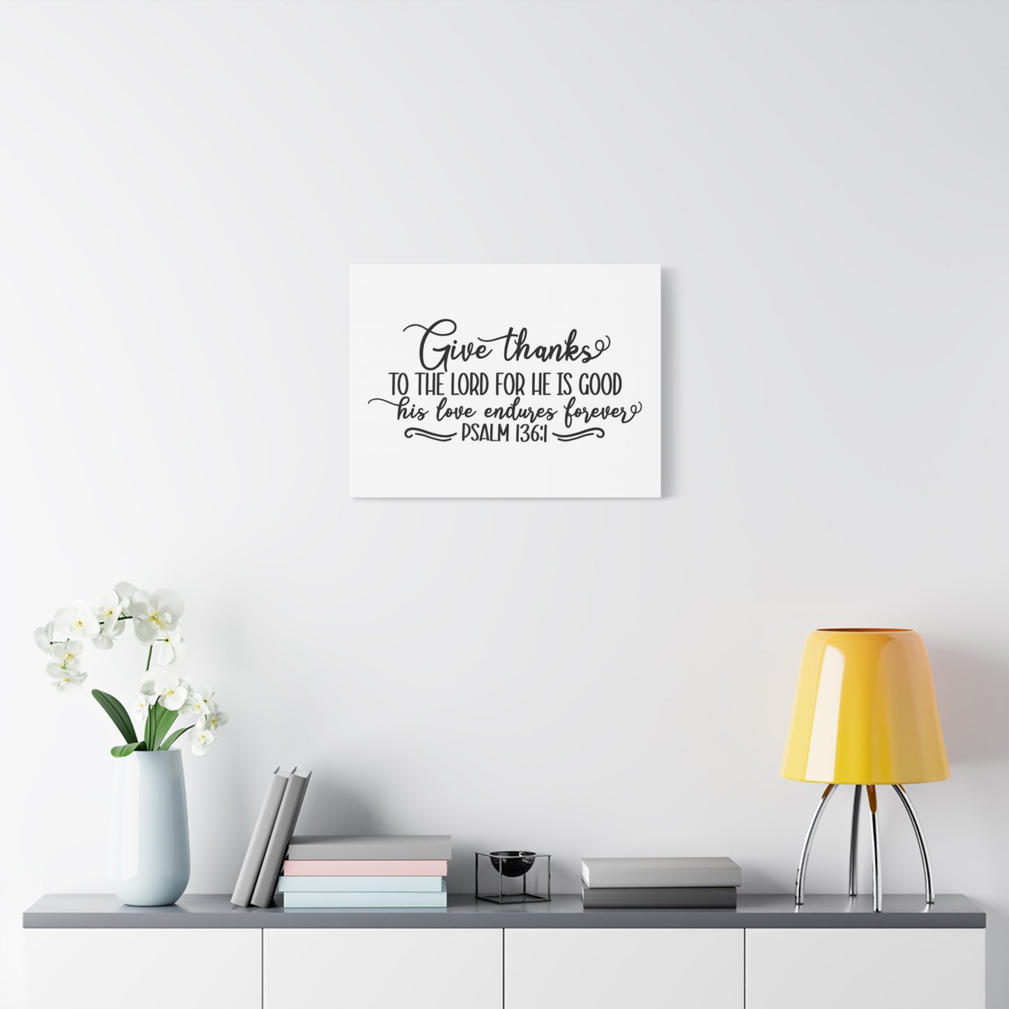 Scripture Canvas The Lord For He Is Good Psalm 136:1 Christian Wall Art Bible Verse Print Ready to Hang