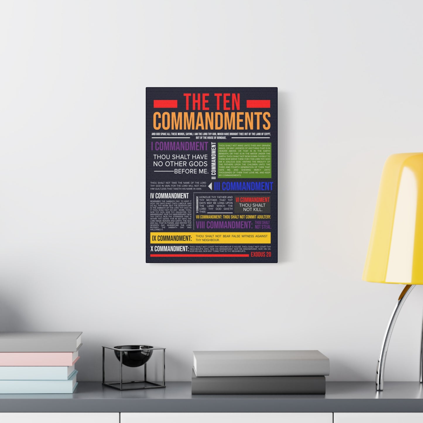 Ten Commandments Canvas Print Scripture Wall Art Christian Home Decor