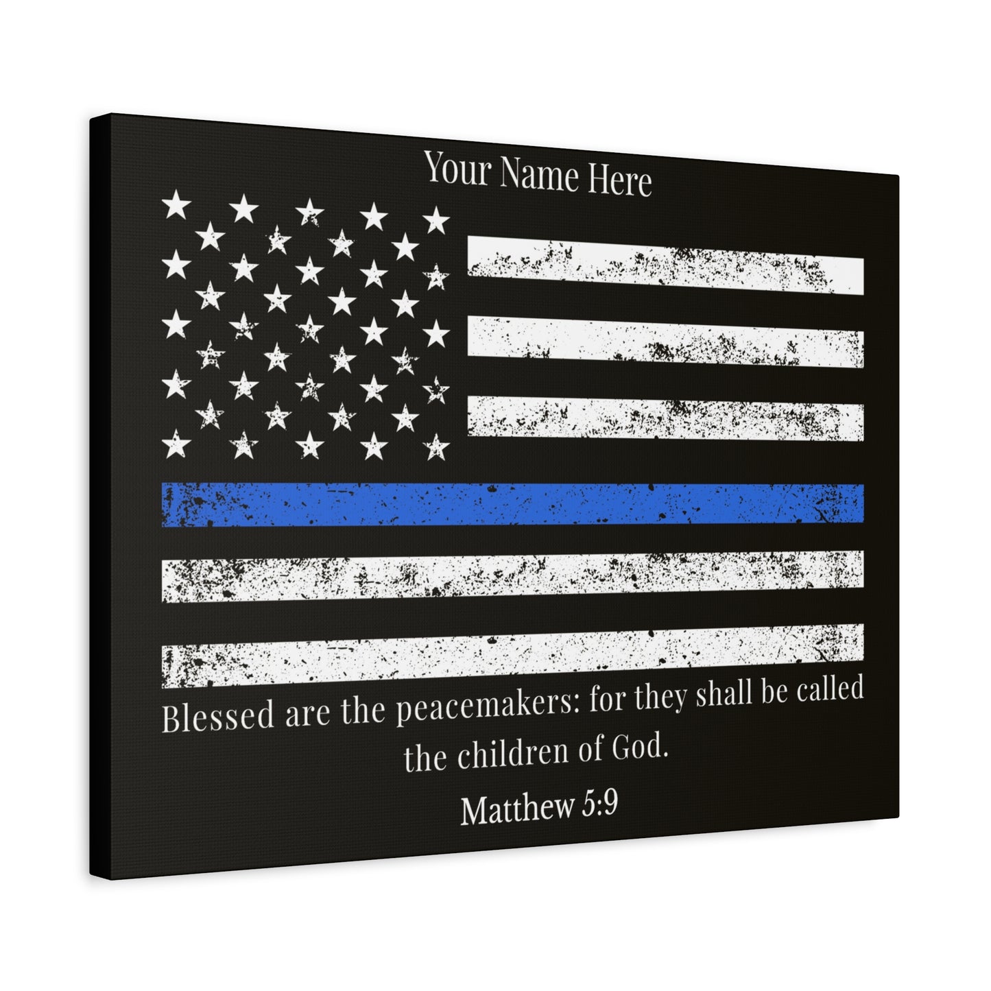 Personalized Matthew 5:9 Police Officer Badge Bible Canvas Christian Wall Art Ready to Hang Unframed