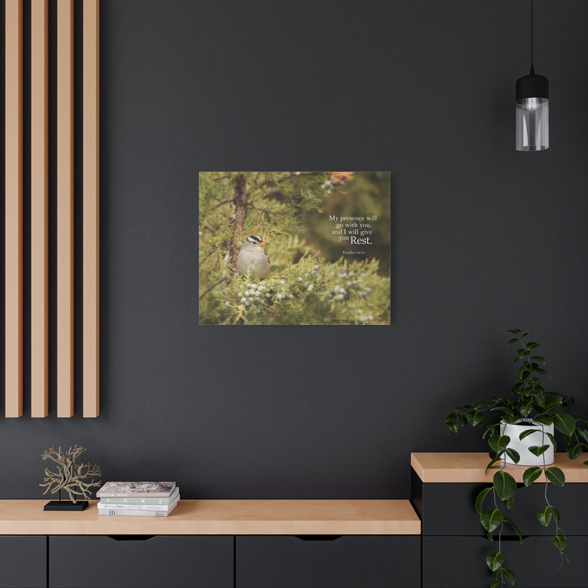 Scripture Canvas My Presence Exodus 53:14 Christian Wall Art Bible Verse Print Ready to Hang