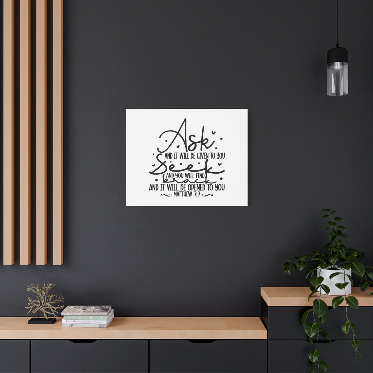 Scripture Canvas Opened To You Matthew 7:7 Christian Wall Art Bible Verse Print Ready to Hang