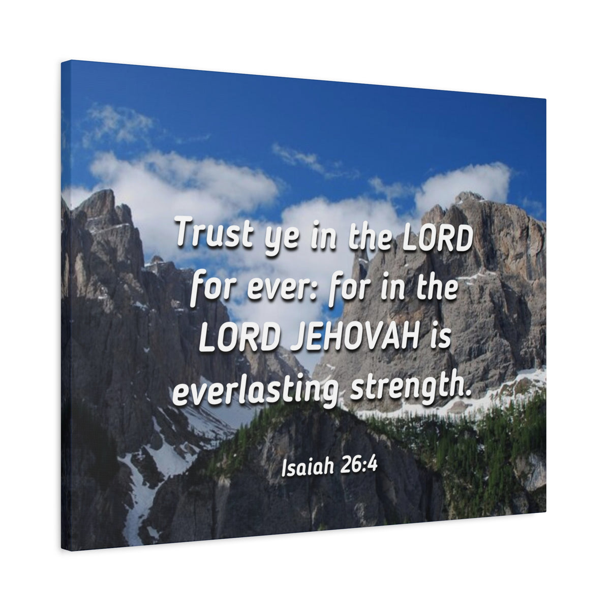 Scripture Canvas Everlasting Strength Isaiah 26:4 Christian Wall Art Bible Verse Print Ready to Hang