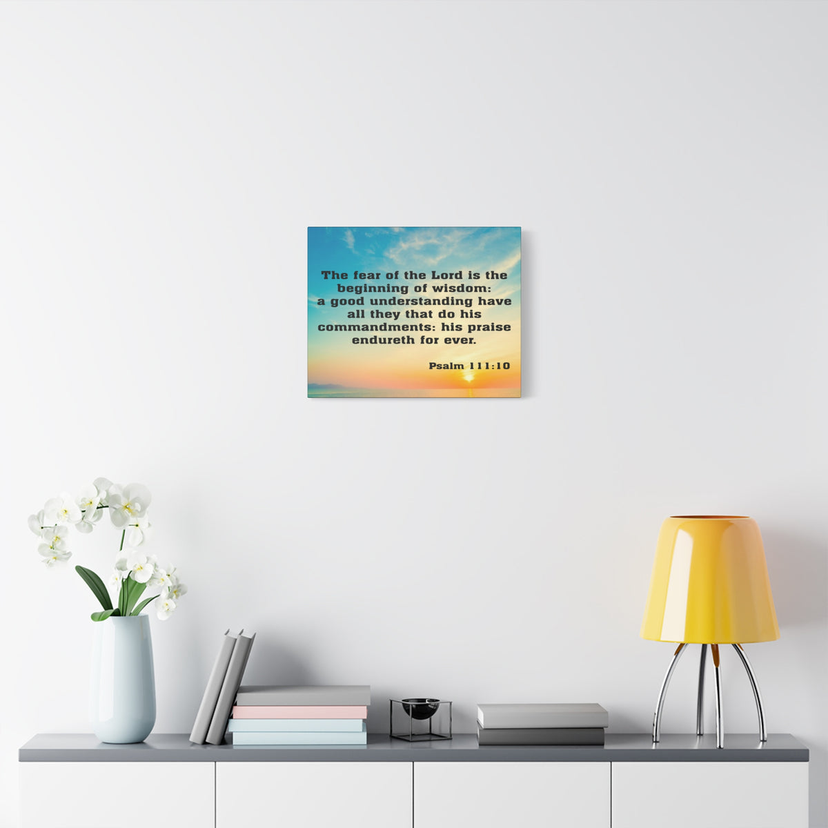 Bible Verse Canvas The Fear of The Lord is The Beginning of Wisdom Psalm 111:10 Christian Home Décor Wall Art Scripture Ready to Hang Faith Print