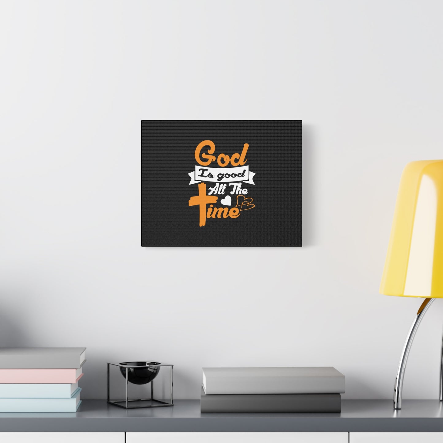 Scripture Canvas God Is Good All The Time Psalm 100:5 Orange Christian Wall Art Bible Verse Print Ready to Hang