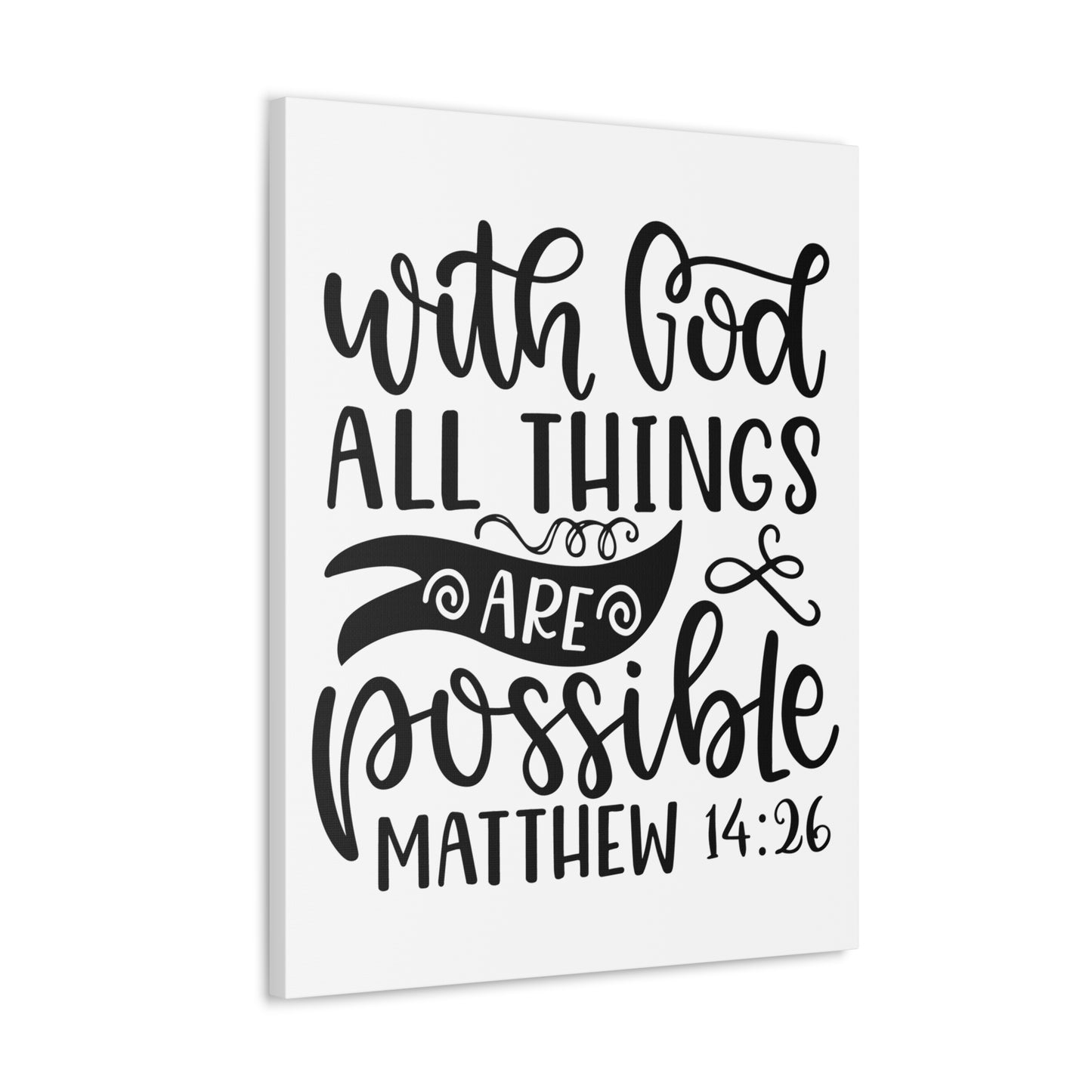 With God Matthew 14:26 Bible Verse Canvas Christian Wall Art Ready to Hang