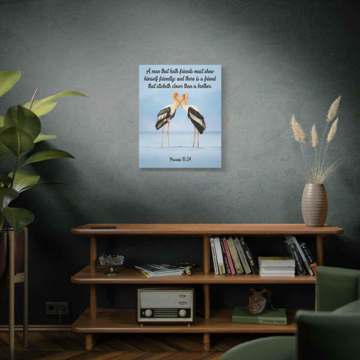 Scripture Canvas Closer Than a Brother Proverbs 18:24 Christian Wall Art Bible Verse Print Ready to Hang