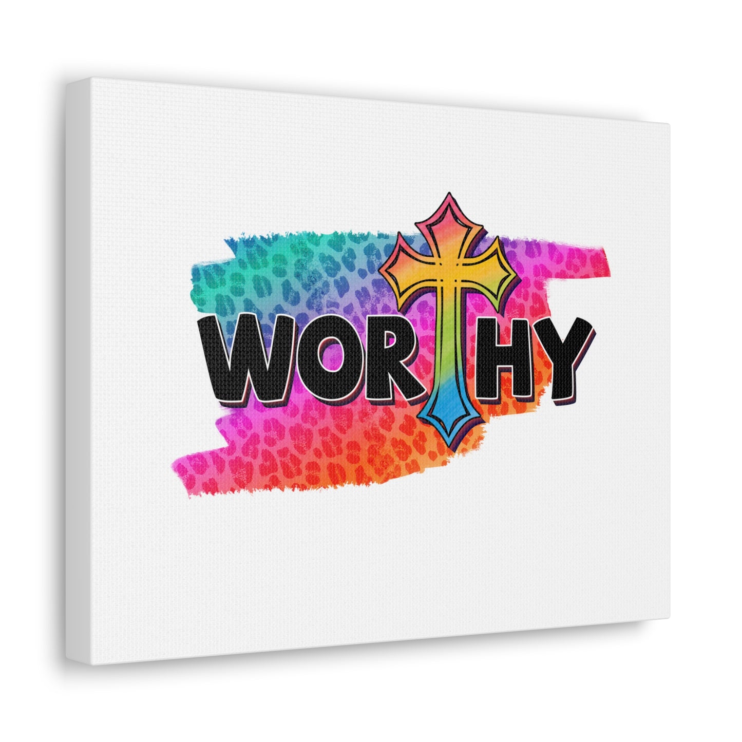 Worthy Ephesians 4:1 Rainbow Cross Christian Wall Art Bible Verse Print Ready to Hang