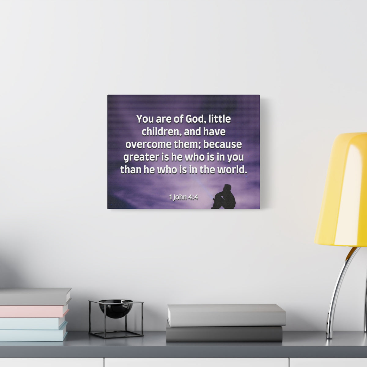 Scripture Canvas Overcome 1 John 4:4 Christian Wall Art Bible Verse Print Ready to Hang
