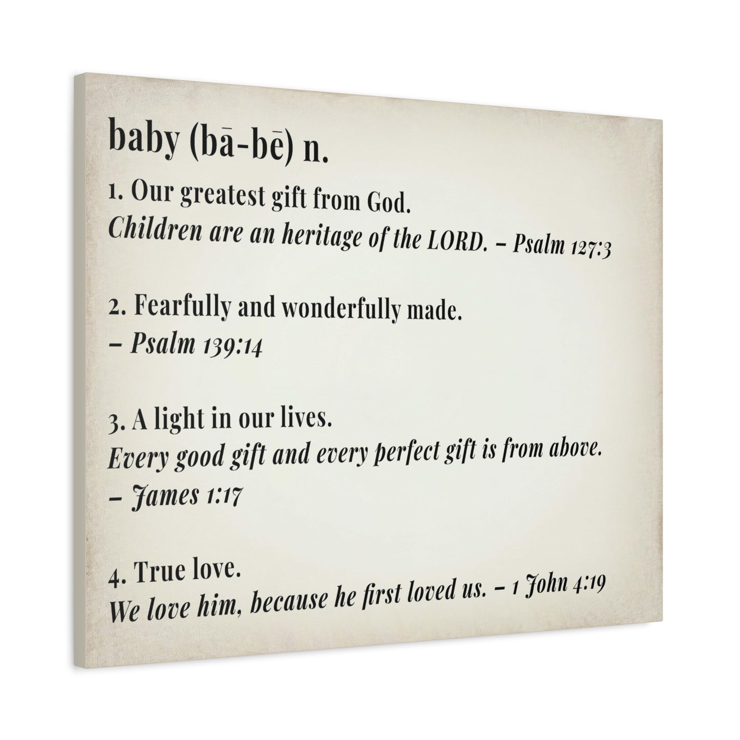 Scripture Walls Baby Definition by God Bible Verse Canvas Christian Wall Art Ready to Hang Unframed