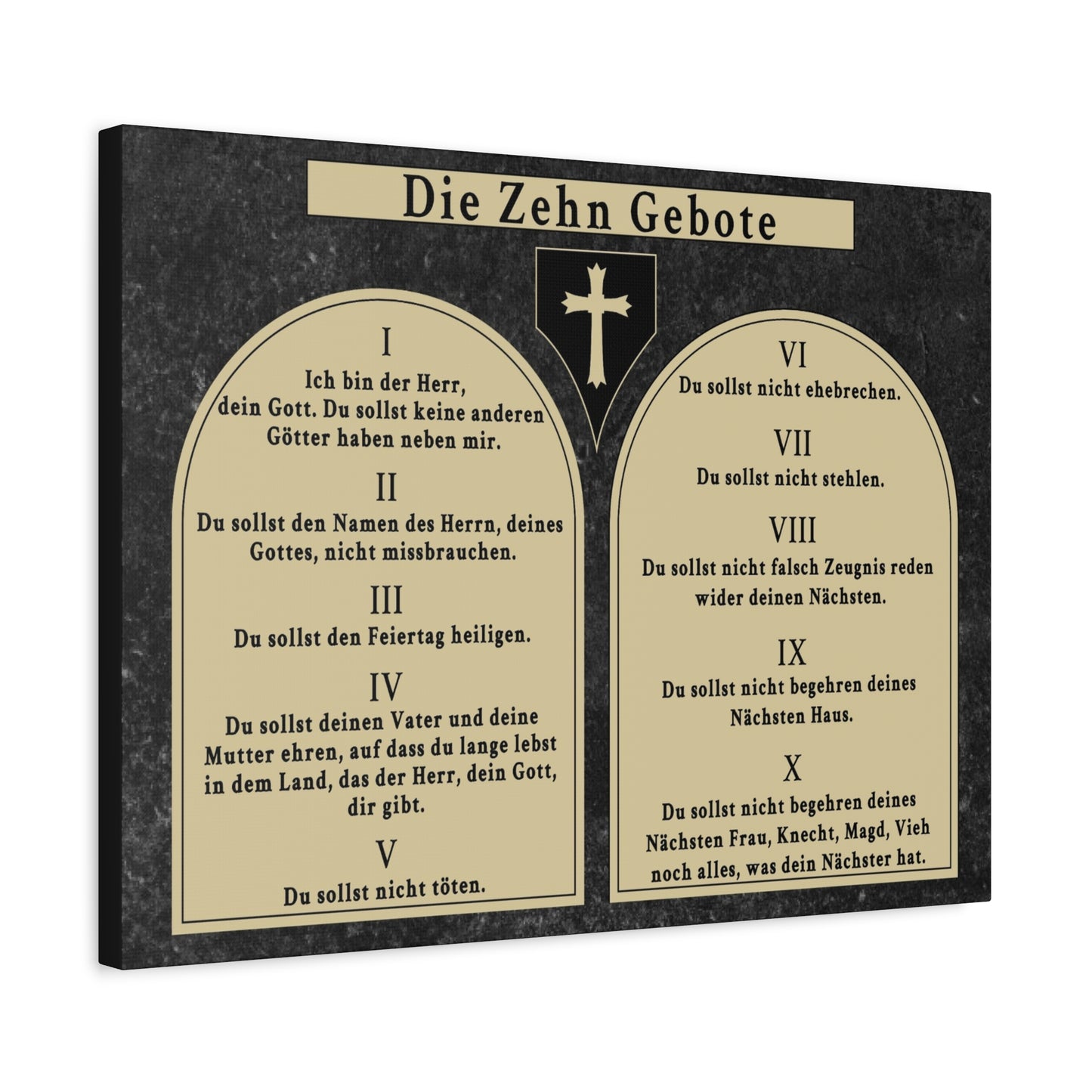 Scripture Walls Die Zehn Gebote Ten Commandments Tablets German Bible Verse Canvas Christian Wall Art Ready to Hang Unframed