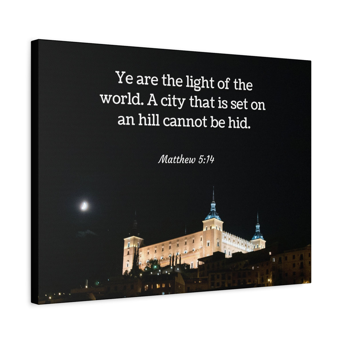 Scripture Canvas Light Of The World Matthew 5:14 Christian Wall Art Bible Verse Print Ready to Hang