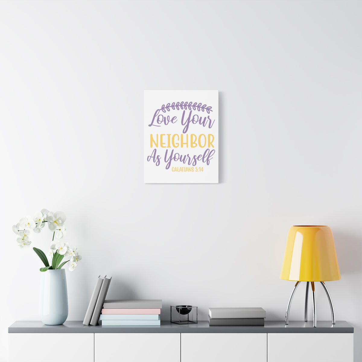 Scripture Canvas Neighbor As Yourself Galatians 5:14 Christian Wall Art Bible Verse Print Ready to Hang
