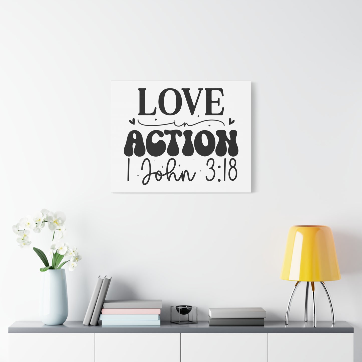 Scripture Walls 1 John 3:18 His Love in Action Bible Verse Canvas Christian Wall Art Ready to Hang Unframed