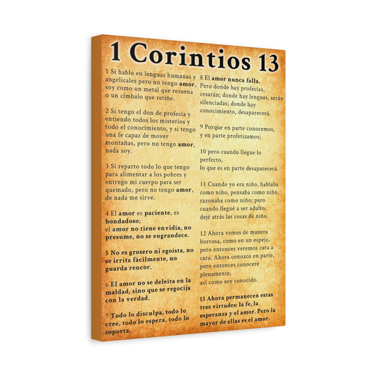 Scripture Walls 1 Corintios 13 Gold Bible Verse Canvas Christian Wall Art Ready to Hang Unframed