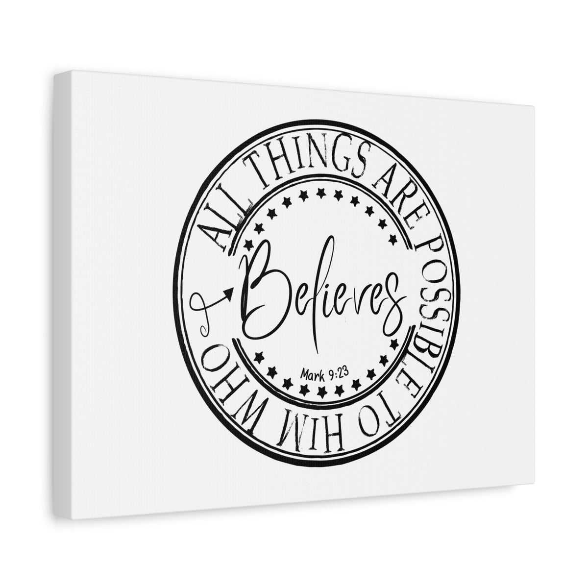 Scripture Canvas All Things Are Possible Mark 9:23 Christian Wall Art Bible Verse Print Ready to Hang