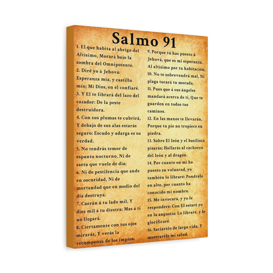 Scripture Walls Salmo 91 Psalm 91 Spanish Gold Bible Verse Canvas Christian Wall Art Ready to Hang Unframed