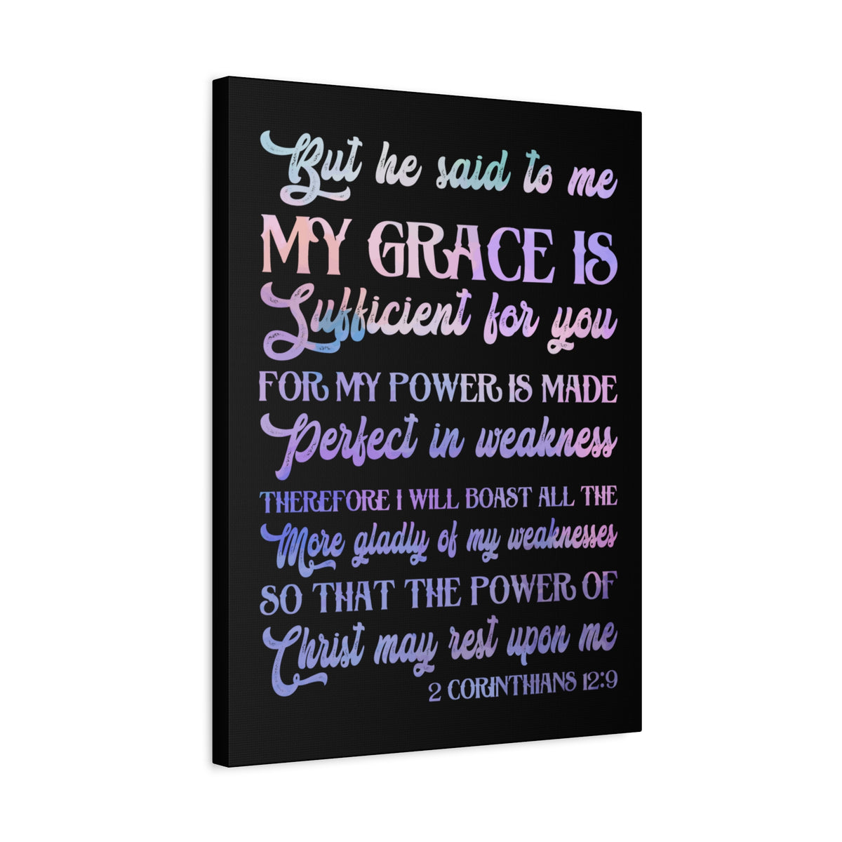 Scripture Canvas My Grace 2 Corinthians 12:9 Christian Wall Art Bible Verse Print Ready to Hang