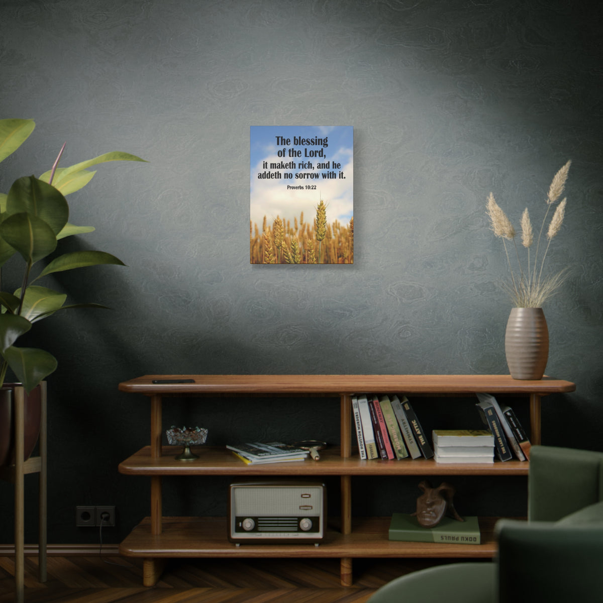 Scripture Canvas The Blessing of The Lord Proverbs 10:22 Christian Wall Art Bible Verse Print Ready to Hang