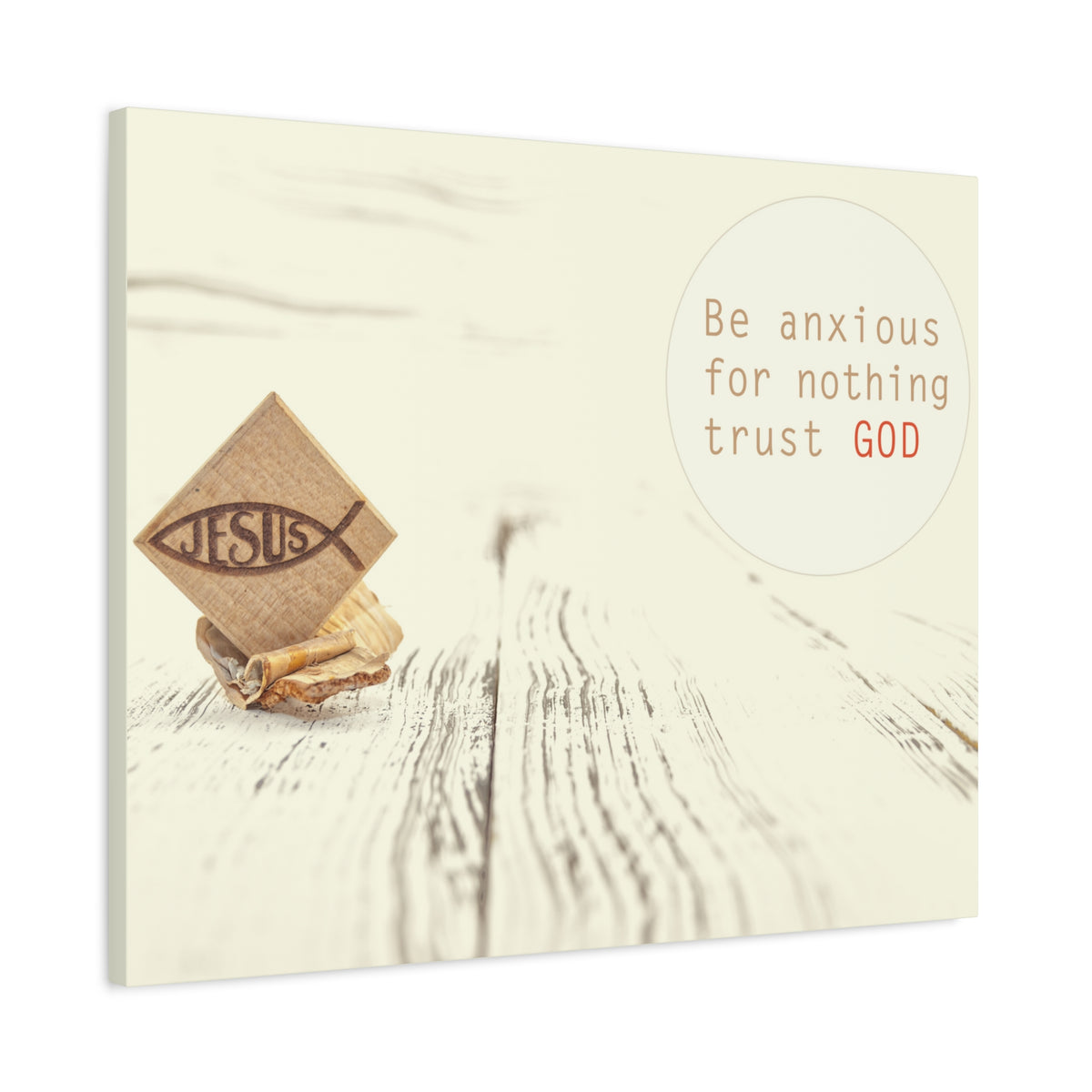 Scripture Canvas Trust God, Philippians 4:6 Jesus Fish Christian Wall Art Bible Verse Print Ready to Hang