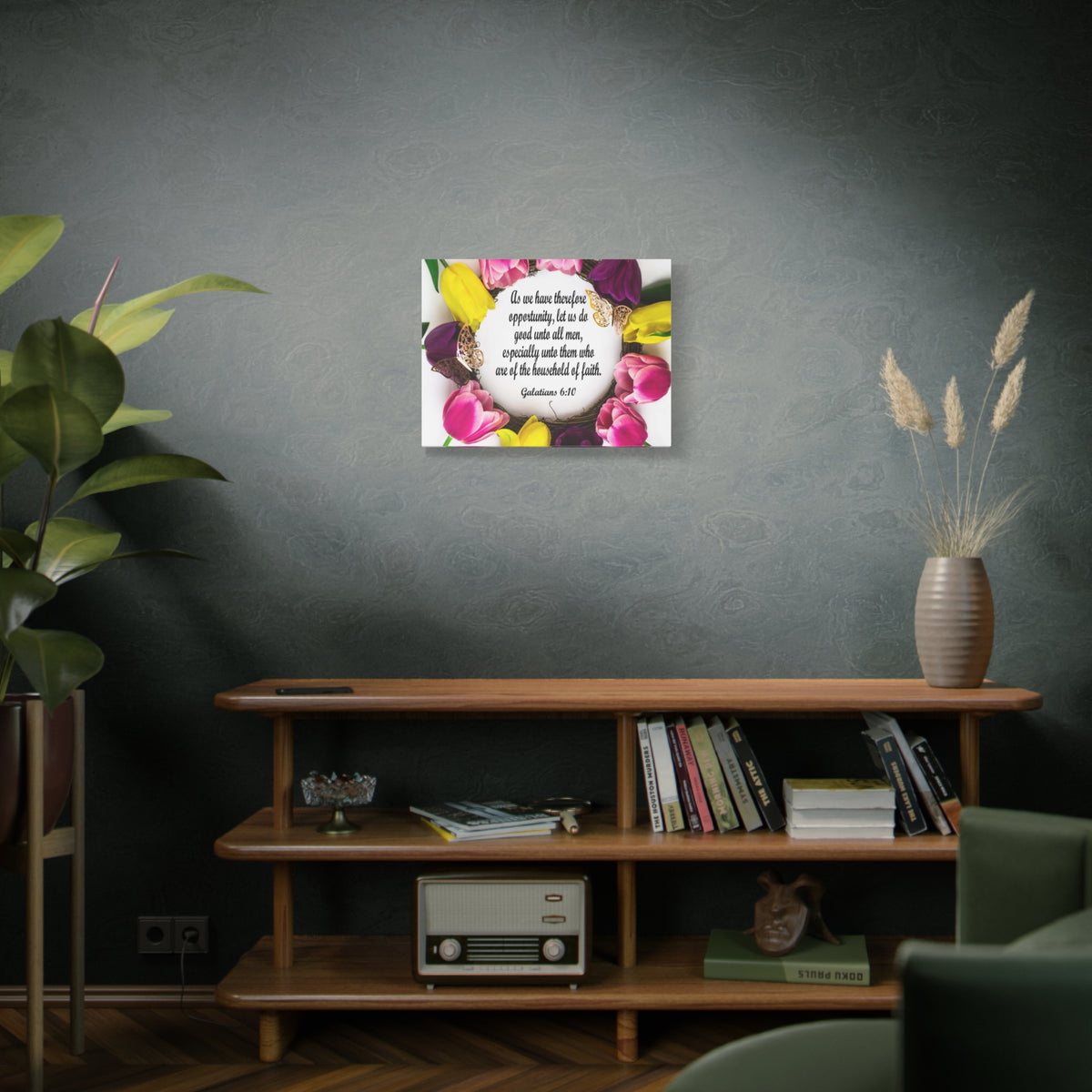 Scripture Canvas Household of Faith Galatians 6:10 Christian Wall Art Bible Verse Print Ready to Hang