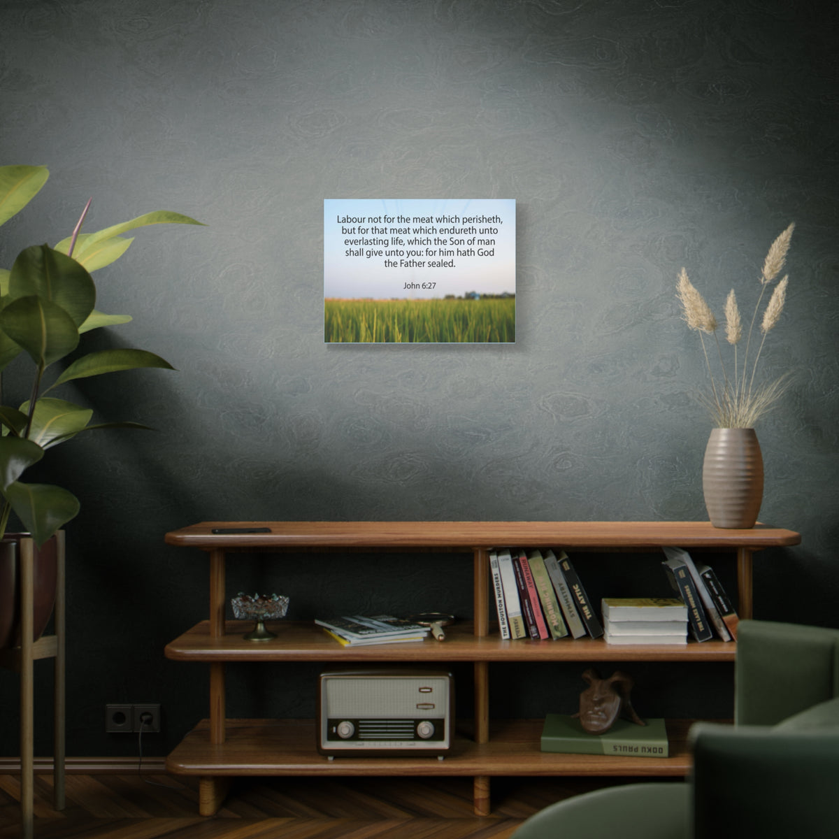 Scripture Canvas Labour Not For The Meat John 6:27 Christian Wall Art Bible Verse Print Ready to Hang