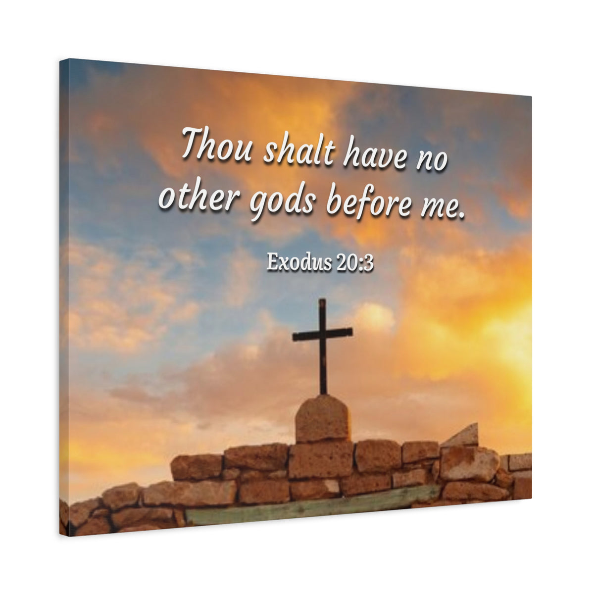 Scripture Canvas No Other Gods Exodus 20:3 Christian Wall Art Bible Verse Print Ready to Hang