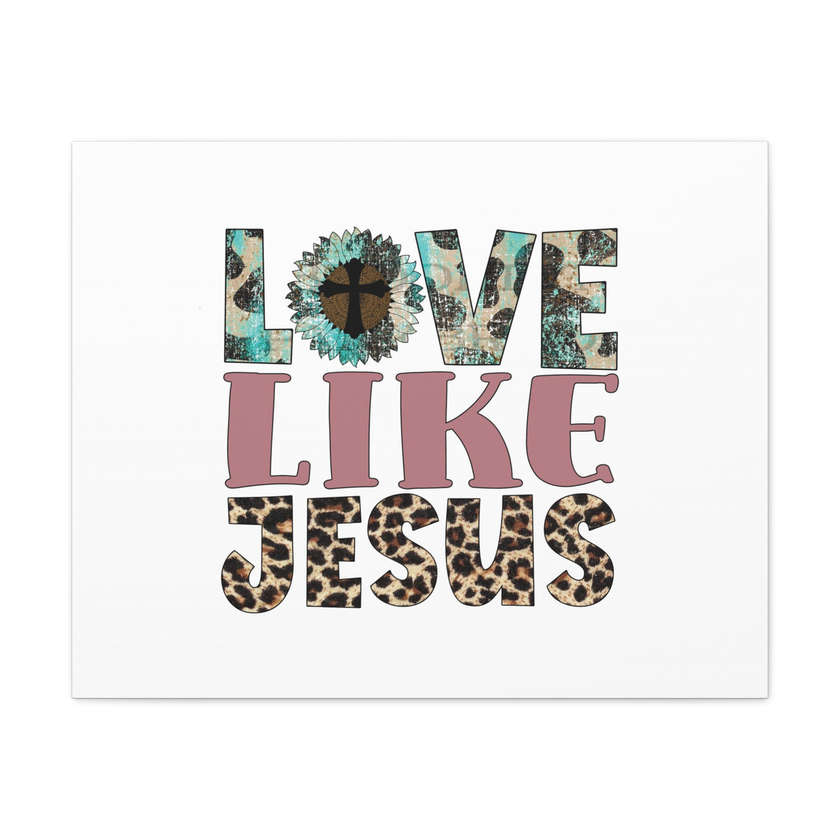 Scripture Canvas Love Like Jesus John 15:12 Blue Flower Christian Wall Art Bible Verse Print Ready to Hang