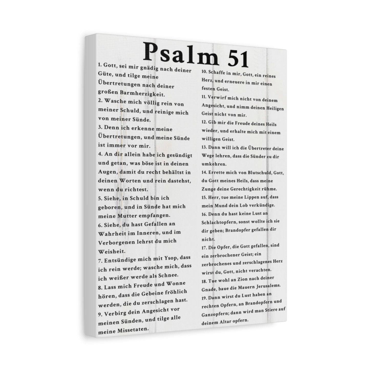 Scripture Walls Psalm 51 German White Bible Verse Canvas Christian Wall Art Ready to Hang Unframed