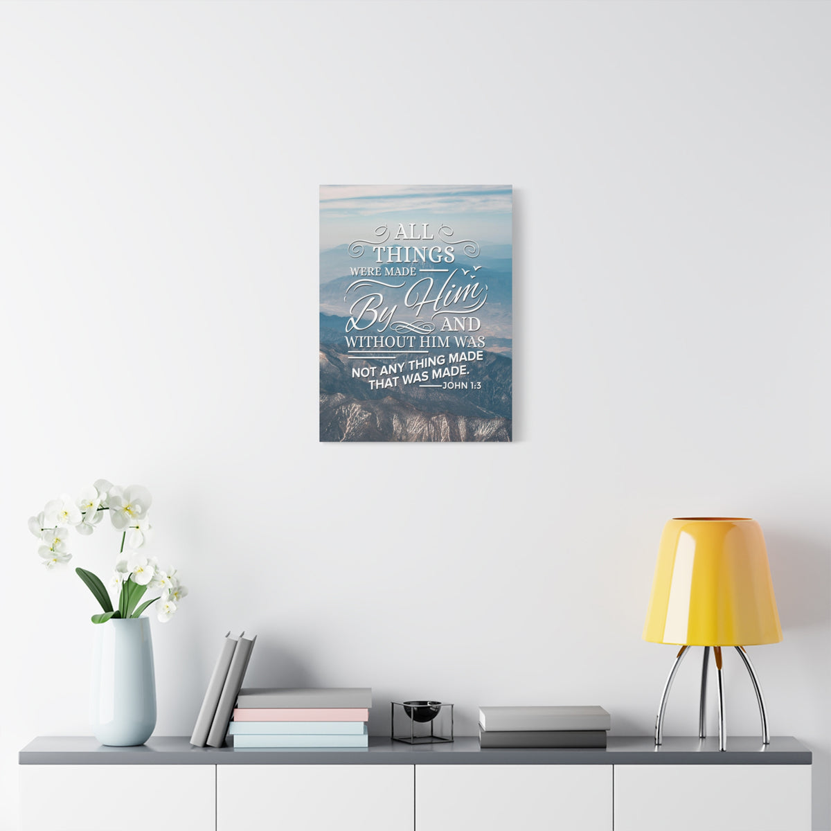 Scripture Canvas Made by Him John 1:3 Christian Wall Art Bible Verse Print Ready to Hang