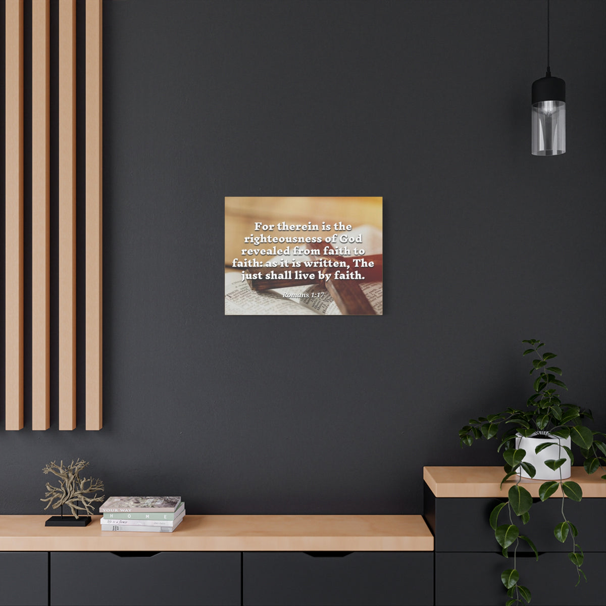 Scripture Canvas Live By Faith Romans 1:17 Christian Wall Art Bible Verse Print Ready to Hang