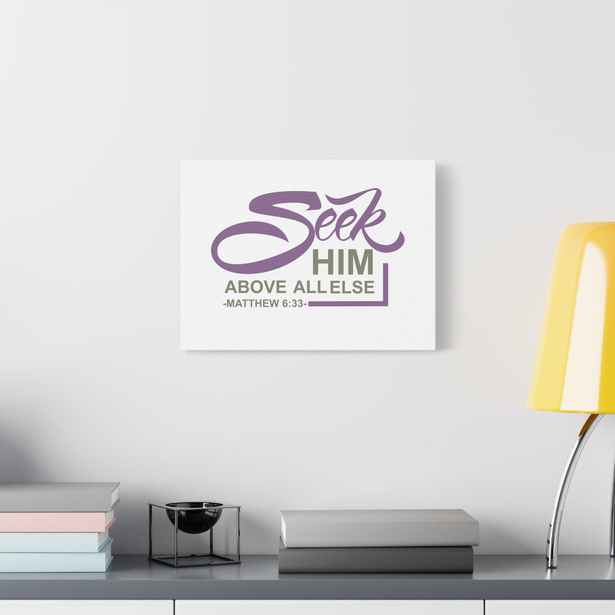Scripture Canvas Seek Him Matthew 6:33 Christian Wall Art Bible Verse Print Ready to Hang