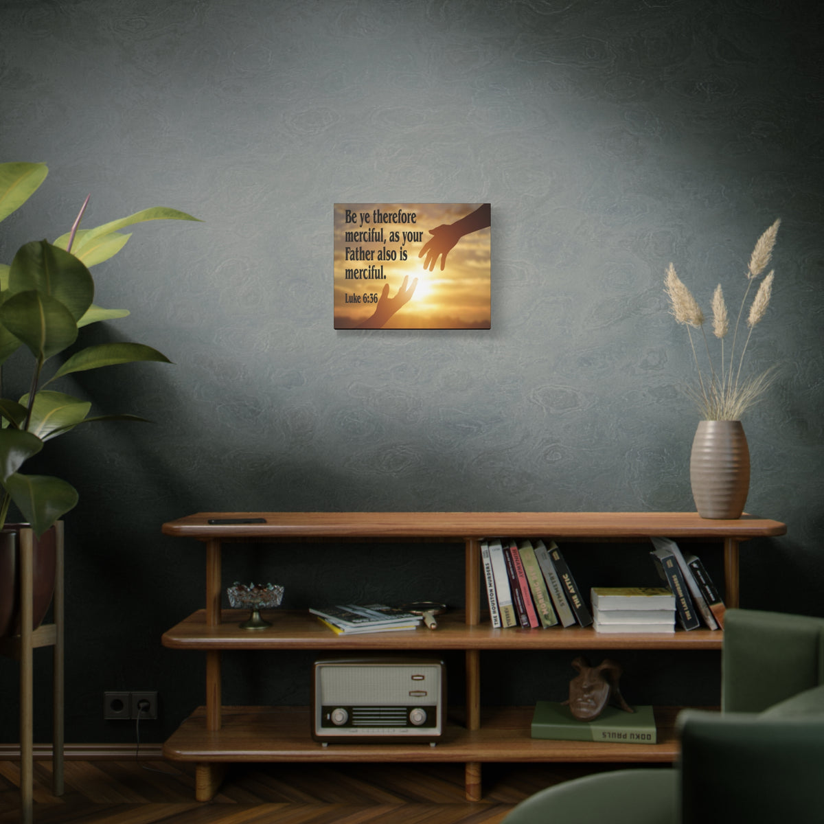 Scripture Canvas Merciful Father Luke 6:36 Christian Wall Art Bible Verse Print Ready to Hang