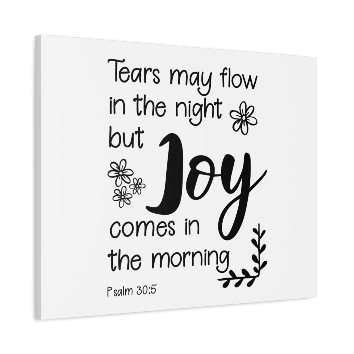 Scripture Canvas Joy Comes Psalm 30:5 Christian Wall Art Bible Verse Print Ready to Hang