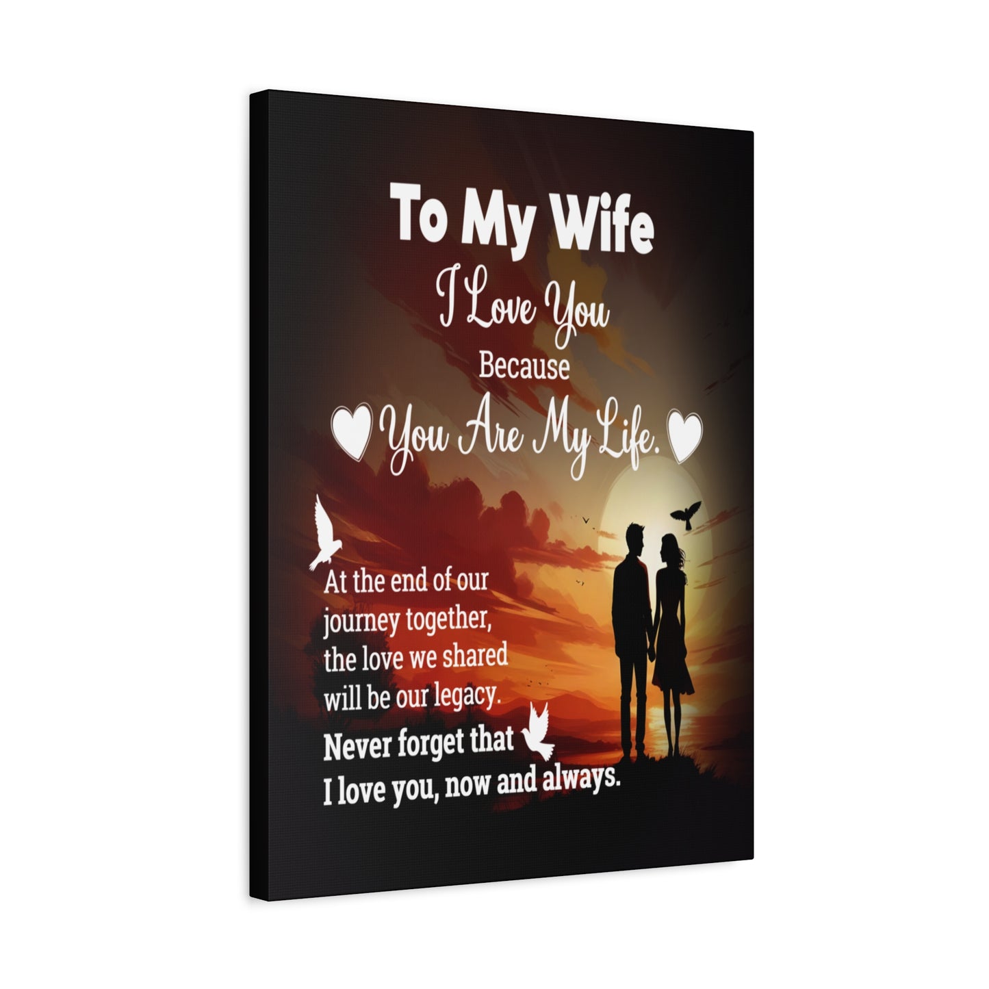 To My Wife Sunset Romance Canvas Wall Art - Heartfelt Gift of Love & Legacy