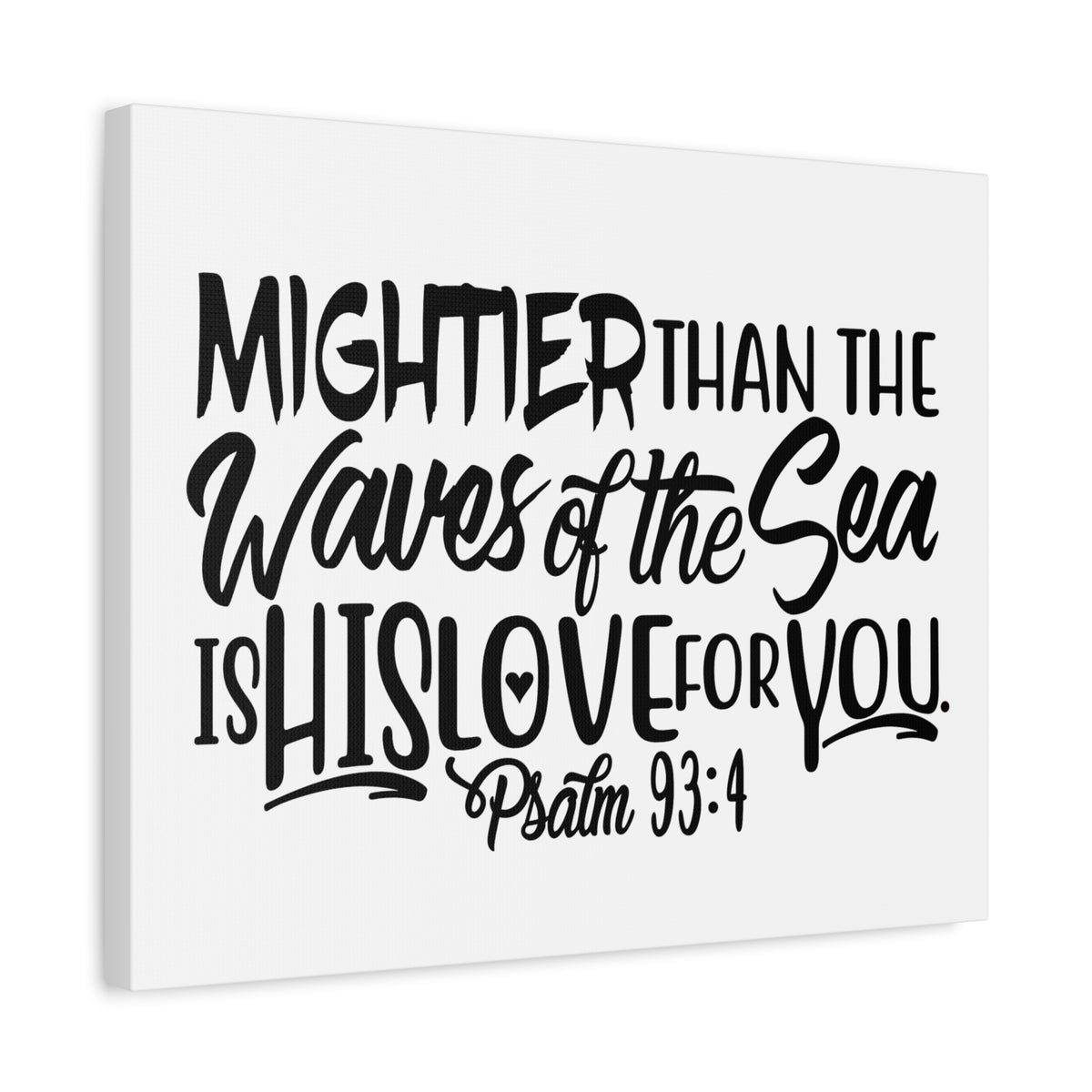 Scripture Canvas Mightier Than The Waves Psalm 93:4 Christian Wall Art Bible Verse Print Ready to Hang