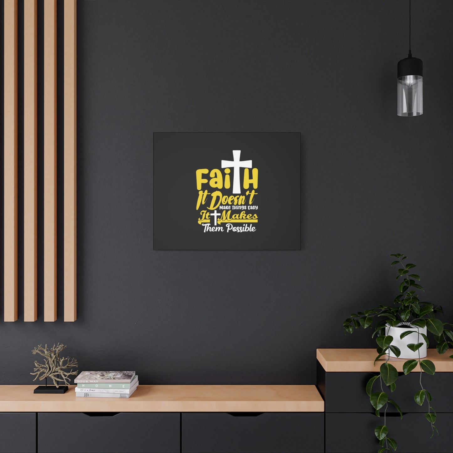 Scripture Canvas Faith Yellow Luke 1:37 Christian Wall Art Bible Verse Print Ready to Hang