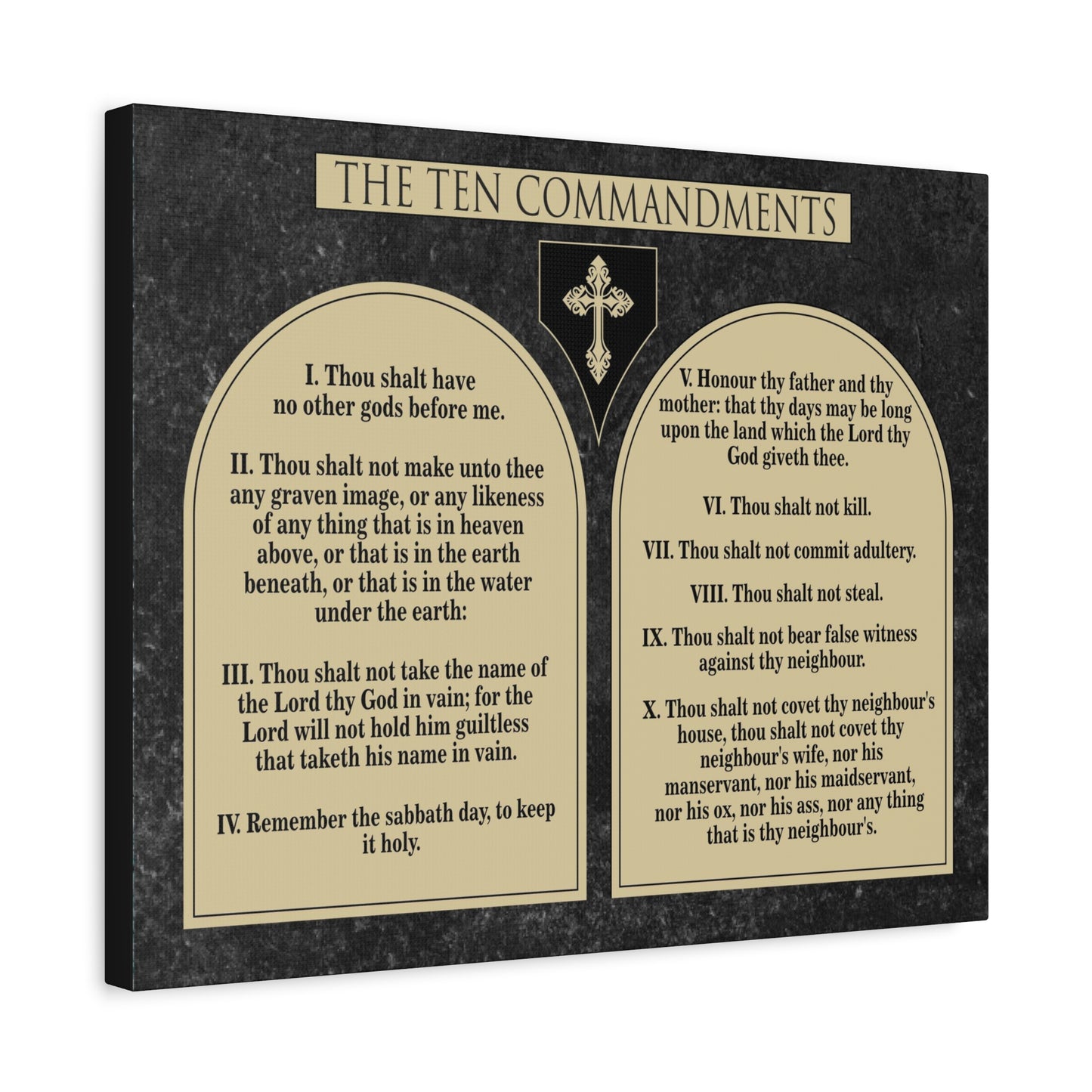 Scripture Canvas Ten Commandments Tablets Brown Christian Wall Art Print Ready to Hang