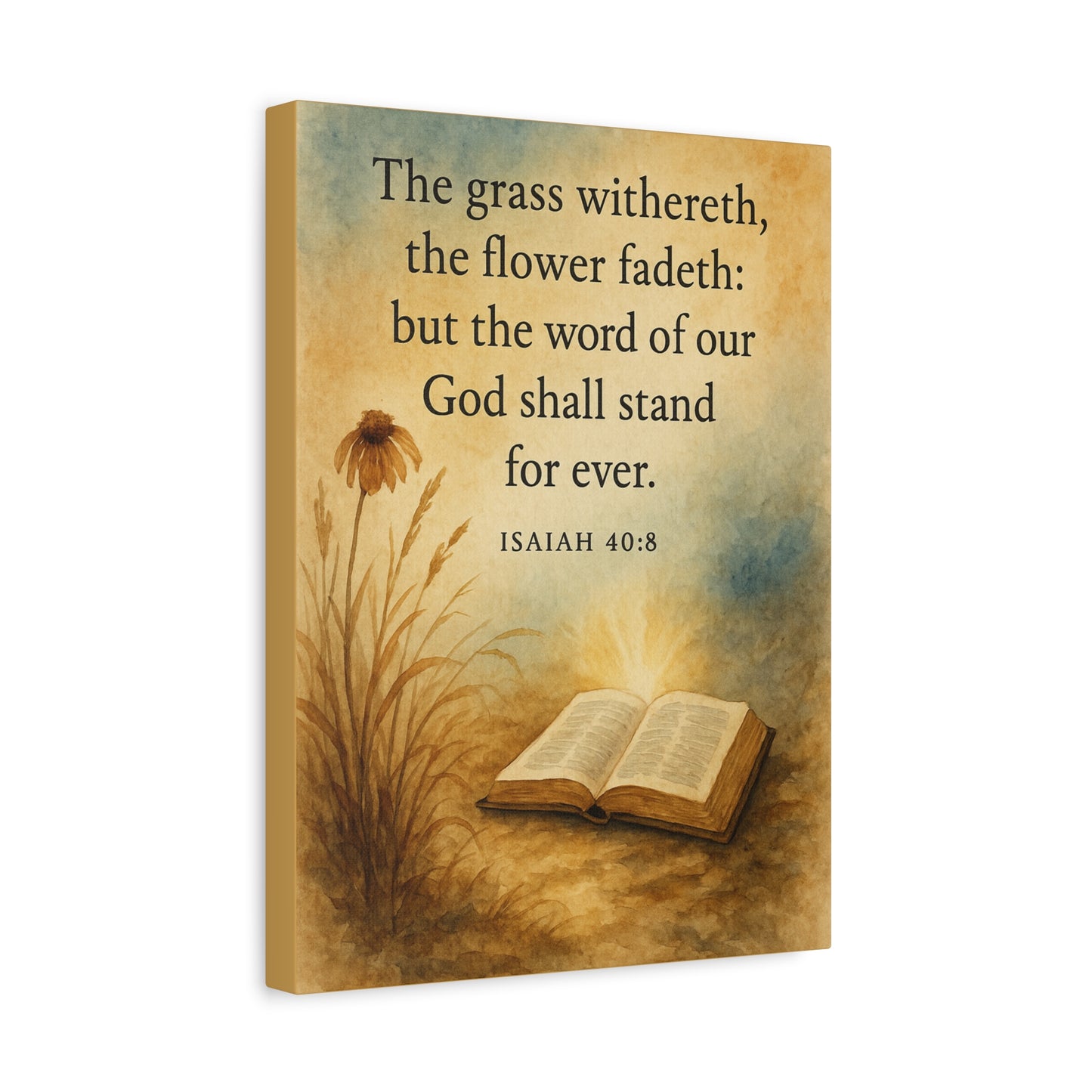 Bible Verse Canvas Isaiah 40:8 Christian Home Décor Wall Art Scripture Ready to Hang Faith Print