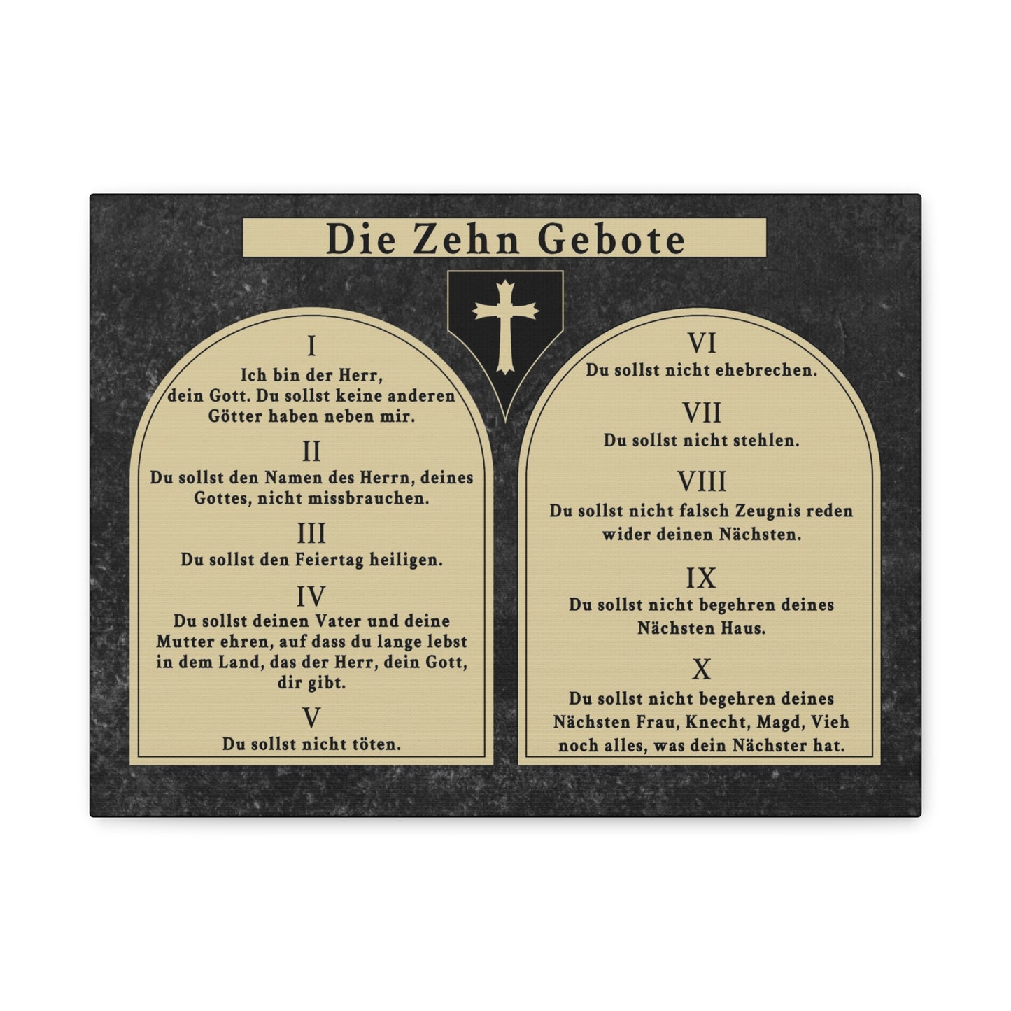 Scripture Walls Die Zehn Gebote Ten Commandments Tablets German Bible Verse Canvas Christian Wall Art Ready to Hang Unframed