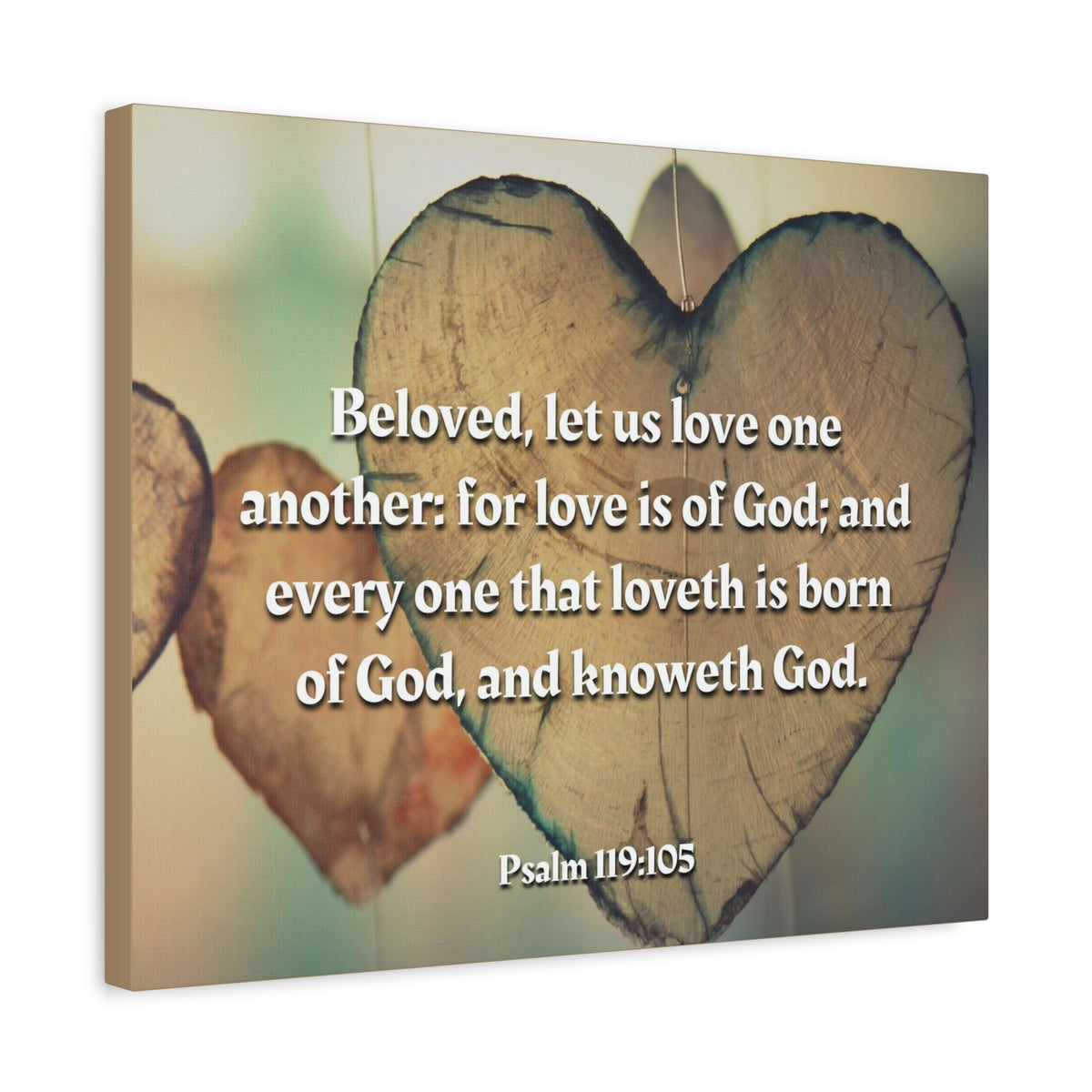 Scripture Canvas Love One Another 1 John 4:7 Christian Wall Art Bible Verse Print Ready to Hang