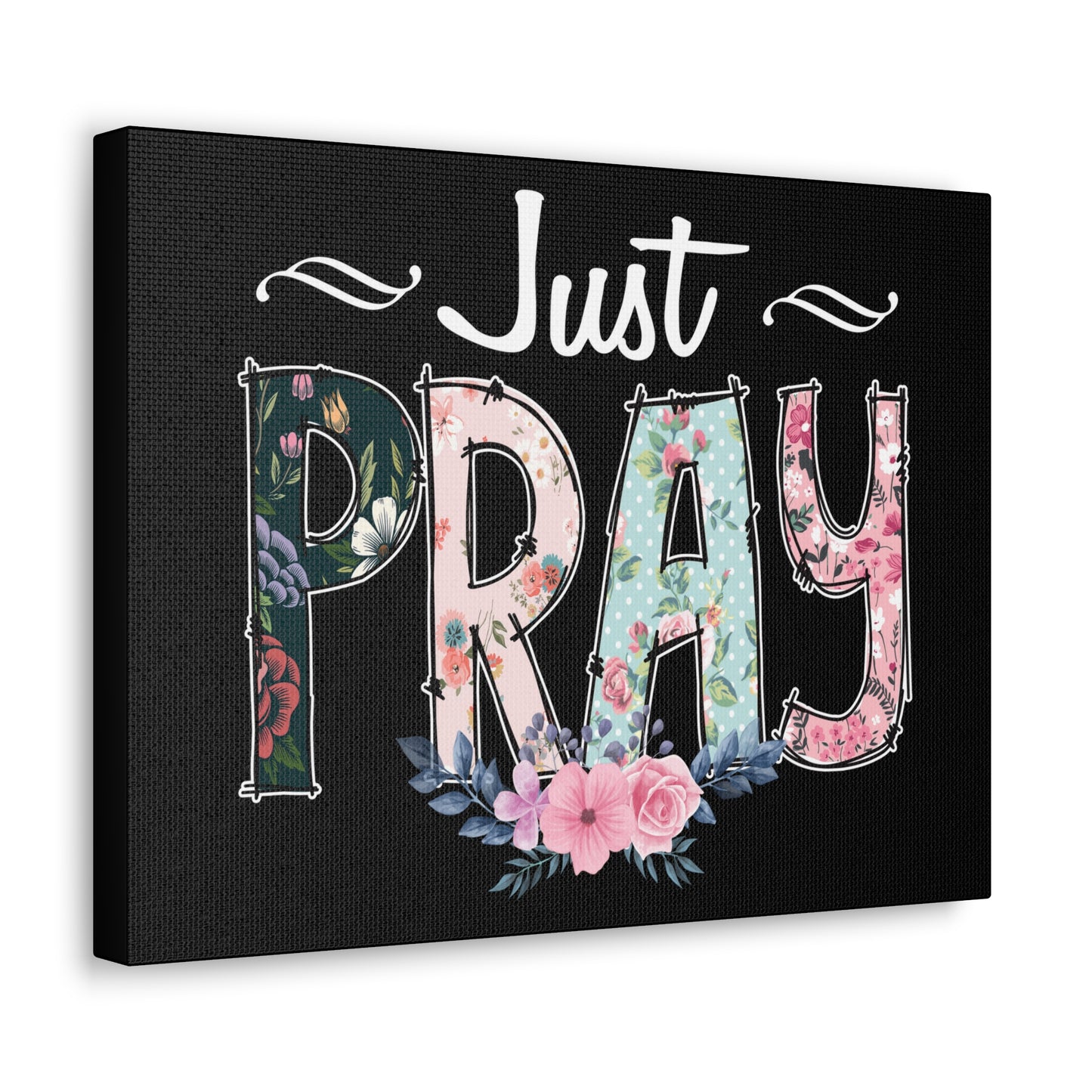 Just Pray, 1 Thessalonians 5:17 Pink Flower Christian Wall Art Bible Verse Print Ready to Hang