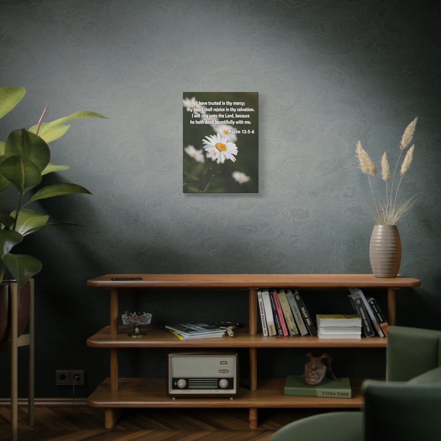 Scripture Canvas Rejoice in Thy Salvation Psalm 13:5-6 Christian Wall Art Bible Verse Print Ready to Hang