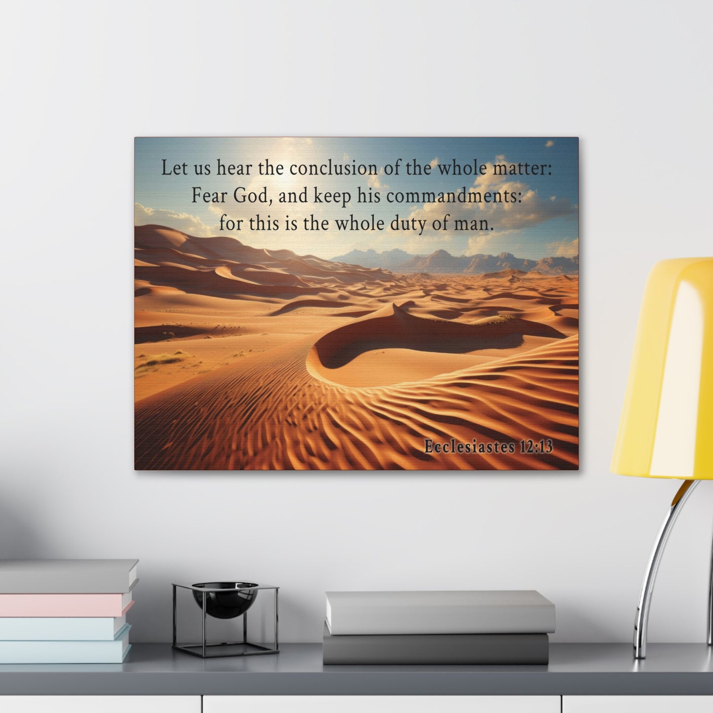 Ecclesiastes 12:13 Desert Bible Verse Canvas Christian Wall Art Ready to Hang Unframed