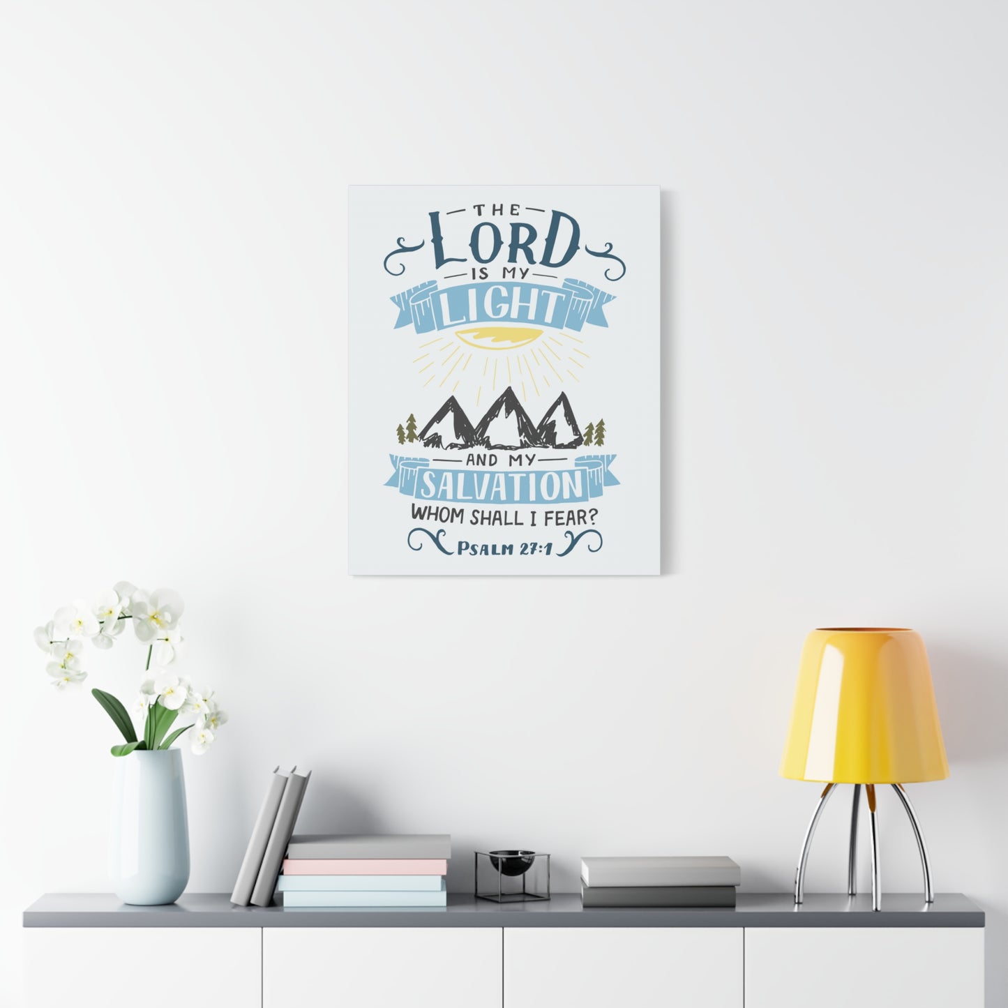 Scripture Canvas The Lord Is My Light Psalm 27:1 Christian Wall Art Bible Verse Print Ready to Hang