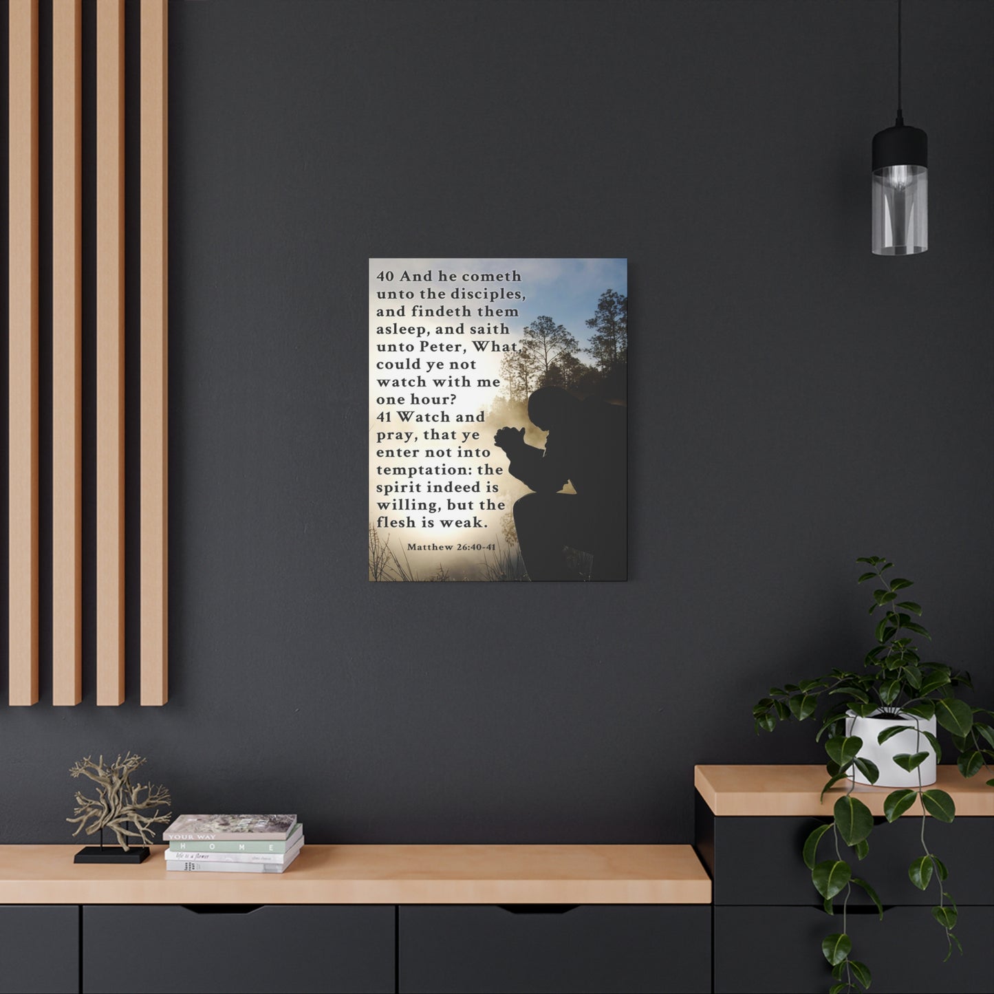 Matthew 26:40-41 Watch and Pray Bible Verse Canvas – Christian Wall Art, Ready to Hang