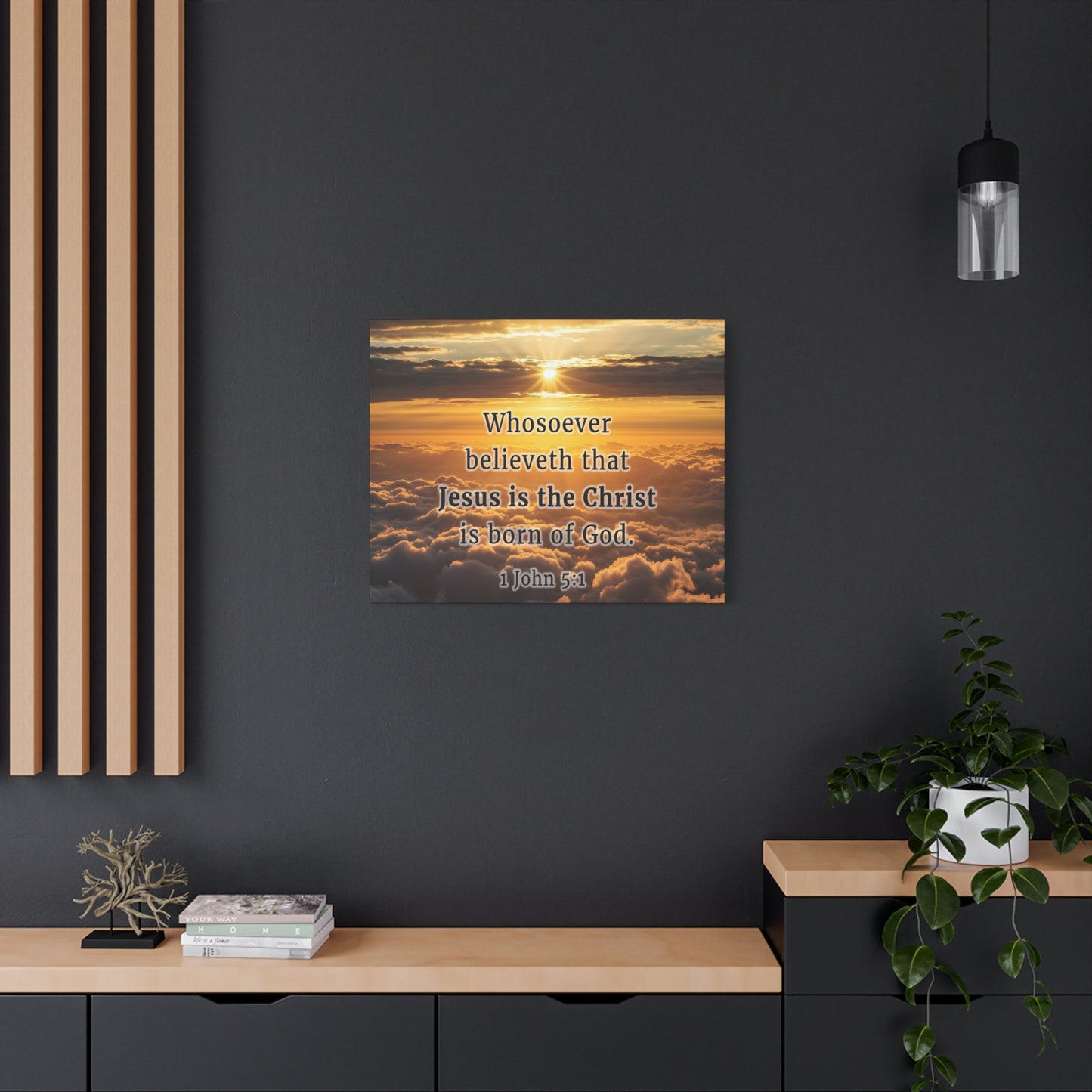 Scripture Walls 1 John 5:1 Born of God Sun Bible Verse Canvas Christian Wall Art Ready to Hang Unframed