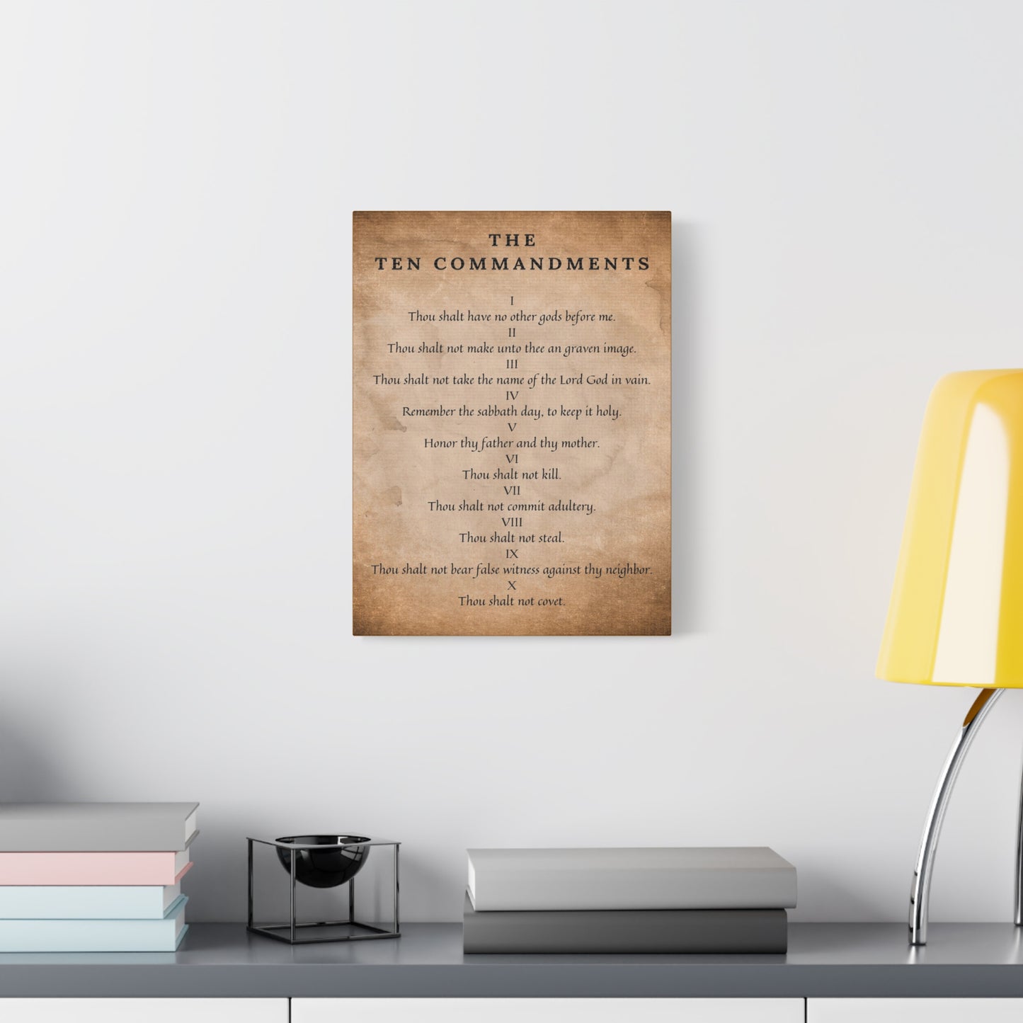 Scripture Canvas 10 Commandments Christian Wall Art Bible Verse Print Ready to Hang