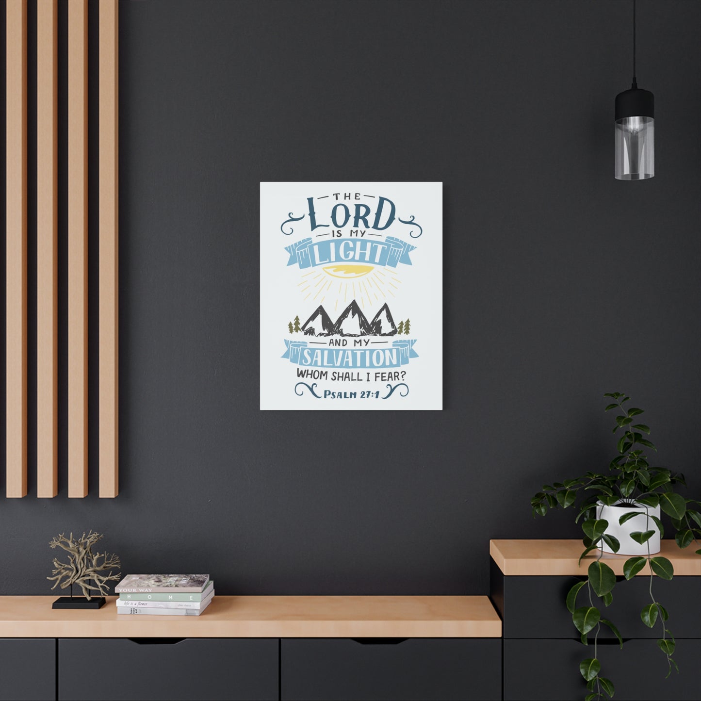 Scripture Canvas The Lord Is My Light Psalm 27:1 Christian Wall Art Bible Verse Print Ready to Hang